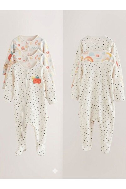 Next Baby مجموعة من قطن بدلات رياضية ثلاثية القطع من سكاي رينبو منقوش