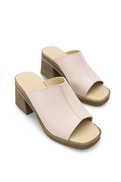 Riccon Women's Heels Slipper 0012340 Beige