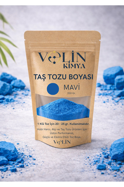VOLIN Taş Tozu Ve Mum Boyası Mavi Renk 250 gr Hobi Harcı Renklendiricisi Mavi...