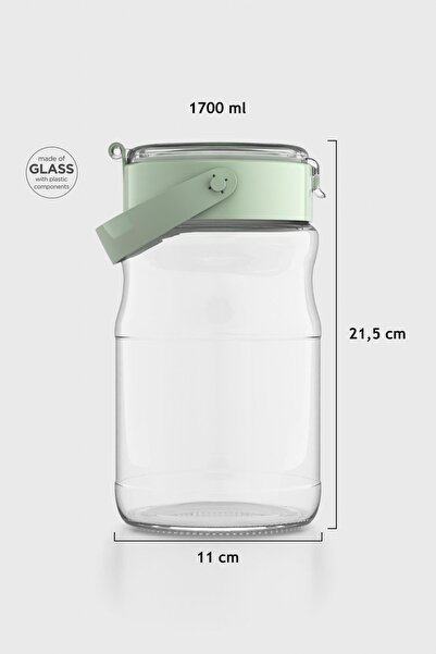 Renga Mono 1700 ml Green Lidded Glass Jar 131072