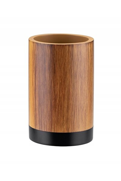 KADAX Bathroom Cup for Toothbrushes and Toothpaste Container, Wood Imitation