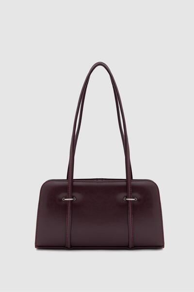 Shule Bags Hansal Metal Detailed Baguette Bag Mürdüm