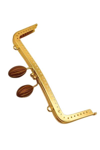 angel çanta aksesuar 20 cm Taba Badem Bulk Bag Clips Bag Bursu Light Gold Met...