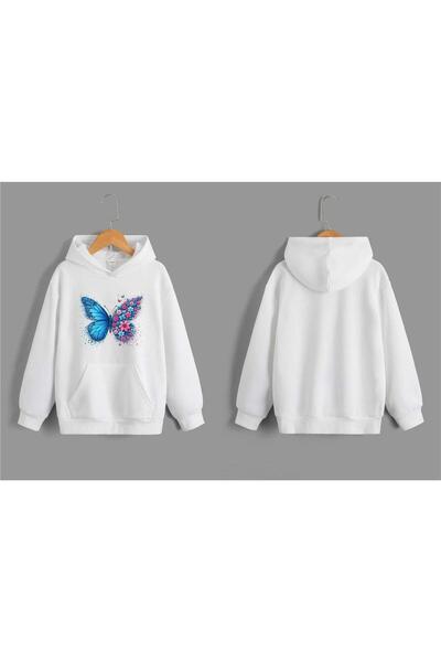ELFERA Blue Butterfly Printed Sweatshirt