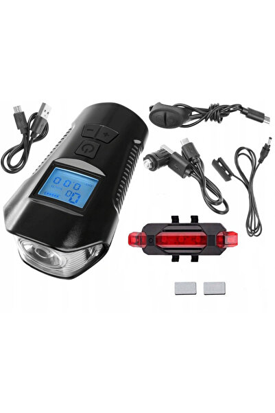 zola Bike light set with speed counter, bell, front & rear, waterproof, recha...