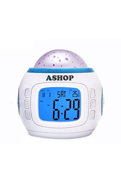 ASHOP Ceas digital luminos, proiecție LED stelară, alarmă, temperatură, calendar