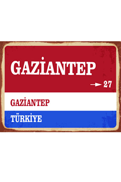 Genel Markalar Gaziantep ili Retro Ahşap Sokak Tabelası