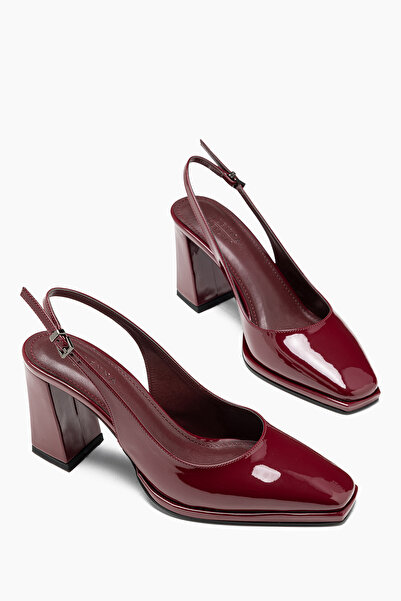 ALEYNA CEYLAN Aniela Bordo Rugan Kare Burunlu İnce Platform Topuklu Kadın Aya...