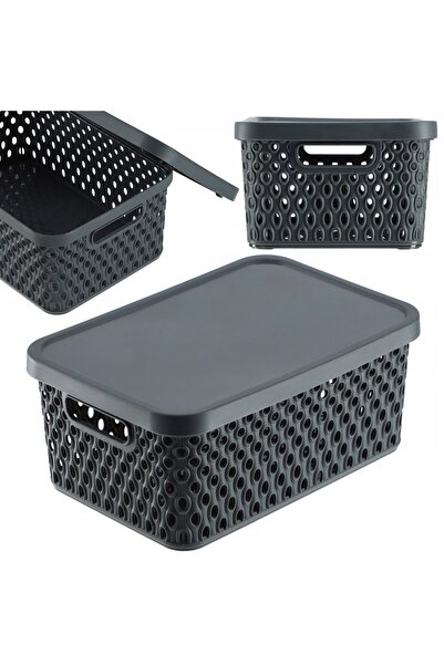 KADAX Basket with Lid Container Organizer Storage Box 4.5L Gray