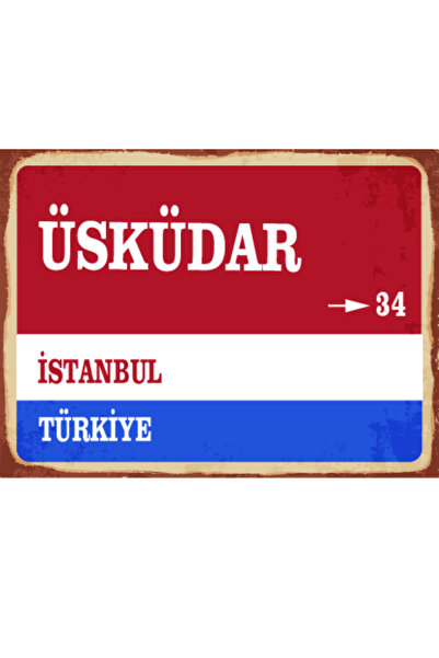 BiveSa İstanbul ili Üsküdar İlçesi Retro Ahşap Sokak Tabelası