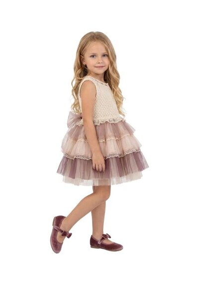 Bombili Katlı Tütü Etekli Elbise(12-18/18-24/2-3/3-4 yaş)