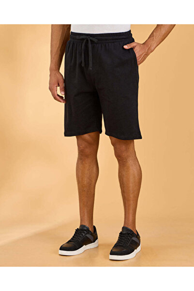 REDTAG Men Black Cotton Terry Pyjama Bottom