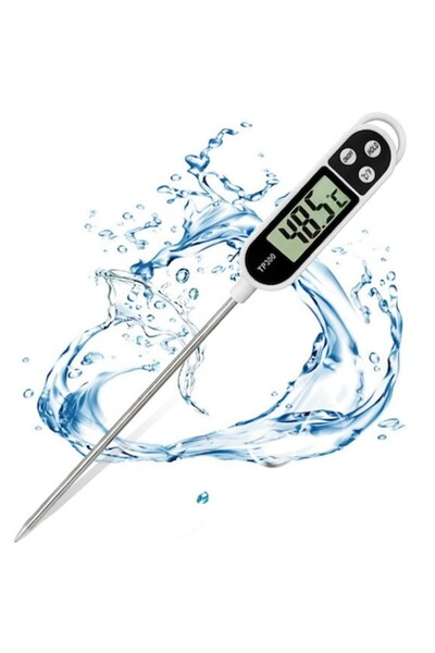 OEM Kitchen Thermometer, Silicone, 5 Seconds, LCD Screen, Black/White