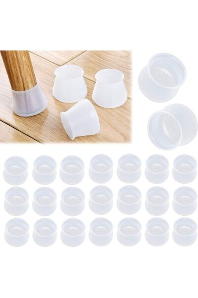 OEM Set of 24 Silicone Caps for Chair Legs, Scratch Protection, Transparent, ...