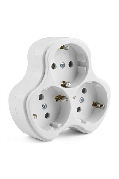 ELBİ El-Bi Delta Golyad 3'lü Topraklı Fiş Priz - Beyaz - Papatya Tipi Çoklayıcı