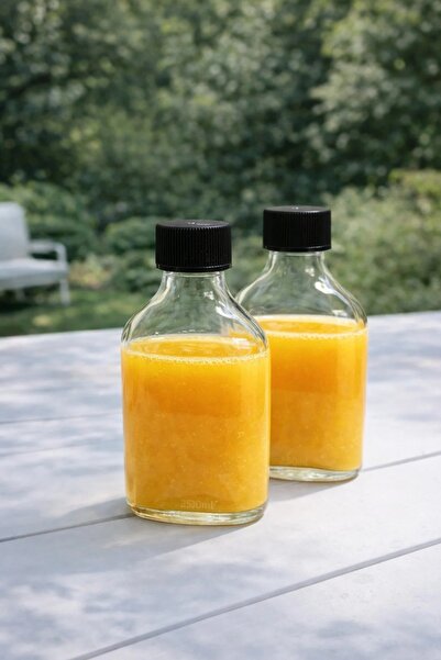 Porselen Diyarı 4 ADET 200 ml Şeffaf Cold Brew Sızdırmaz Siyah Plastik Kapakl...