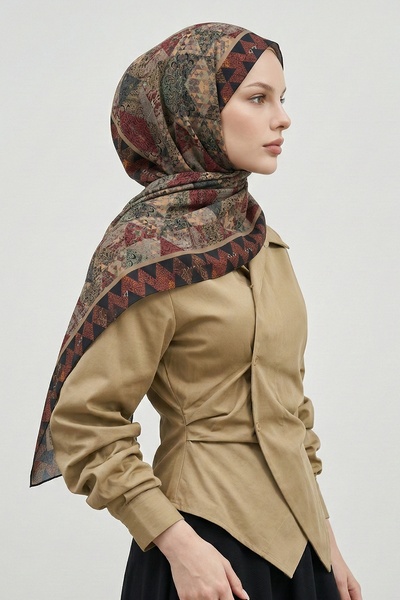 InStyle Трикутний шарф з візерунком «пейслі» коричневого кольору з м'якої бав...