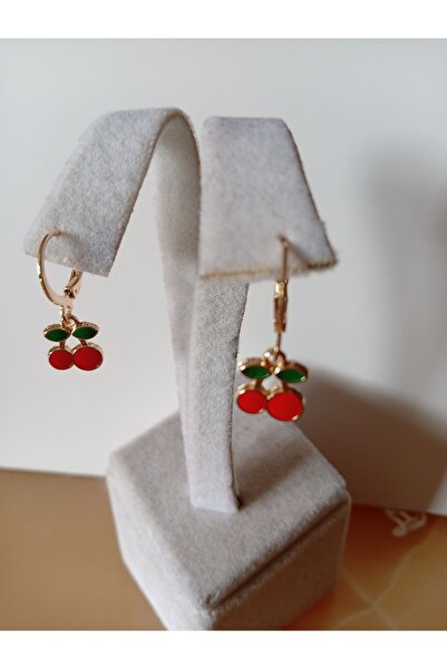 Pervin Ablacım Cherry Gold Dangling Teen Earring Steel