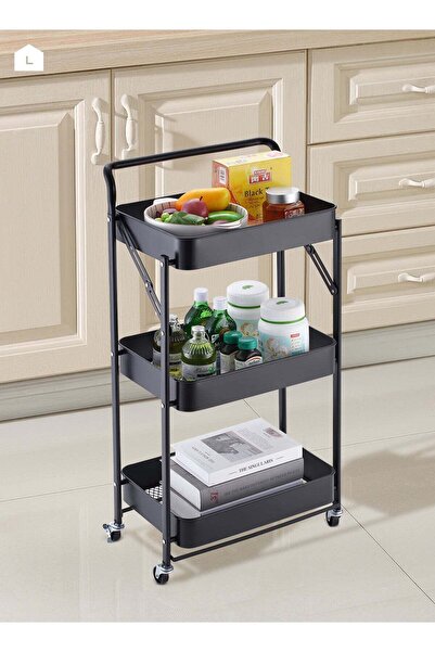 rayze Folding Trolley Armrest Style -3-Layer Black- Carbon Steel Foldable Tro...