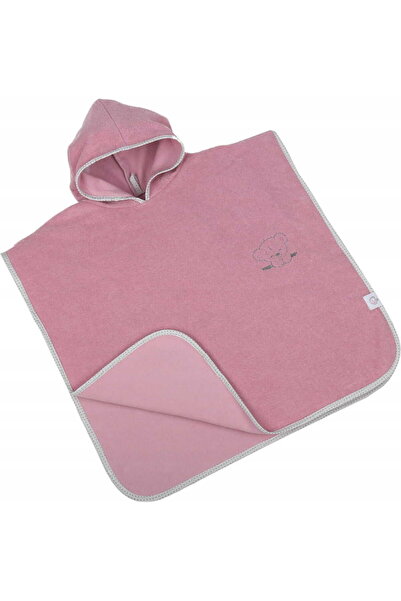 Babymam Poncho de baie pentru copii, retro Pink, 126 x 60 cm, realizat din bu...