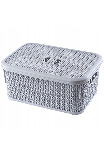 KADAX Cutie de depozitare de 6 litri cu capac, cutie organizatoare tip coș, gri