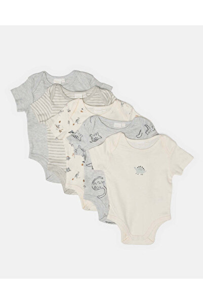 REDTAG طقم ملابس داخلية للأطفال الرضع من الأولاد، بيج، 5 قطع، بأكمام قصيرة، ق...