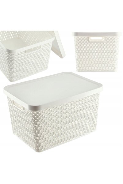 KADAX Basket with Lid Container Organizer Storage Box 18L White