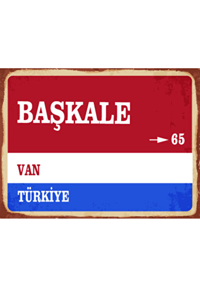 BiveSa Van ili Başkale İlçesi Retro Ahşap Sokak Tabelası