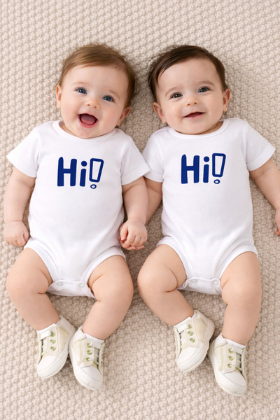 bebekpare Baby Bodysuit Set 2-Piece 100% Cotton Hi Printed