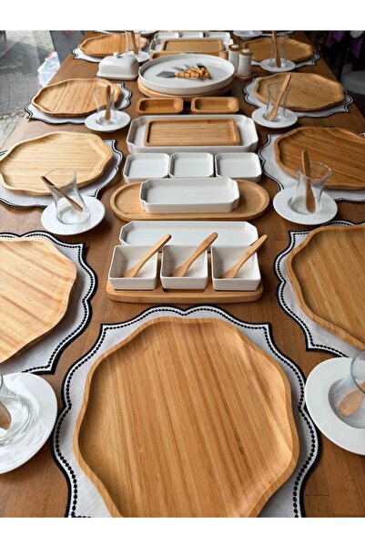 ROSSEV Bambu Kahvaltı Takımı 12 Kişilik 105 Parça Pappi