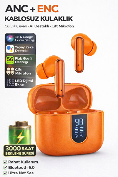 VOOKA 56 Dil Anlık Çeviri Özellikli Kablosuz Bluetooth Kulaklık, ANC ENC Gürü...