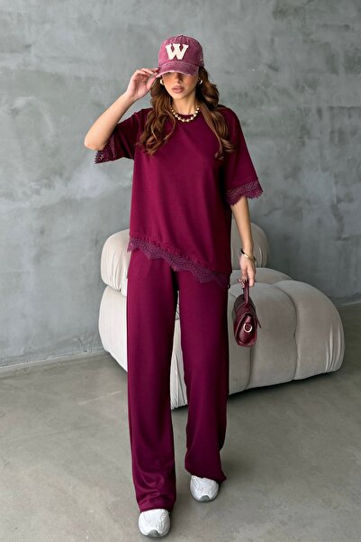 BEJNA Дамски спортен комплект от модален плат с дантелени детайли и мека текс...