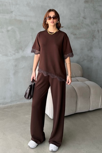 BEJNA Ženski Čipka detaljan Modal Teksturirano mekani sportski set