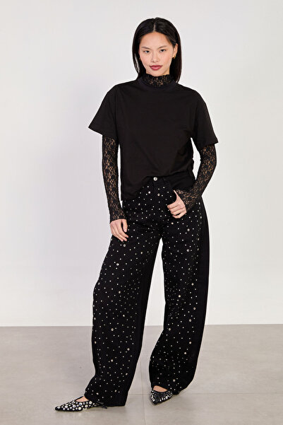 BARRELS AND OIL Women's studded balloon jeans - black