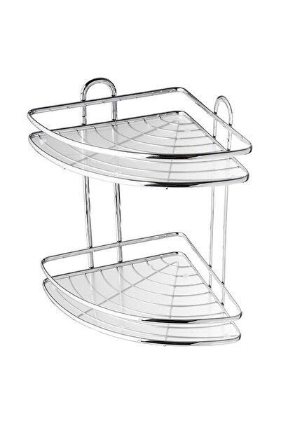 KADAX Raft de colț pentru duș, suspendat, 2 rafturi, montat pe perete, cromat