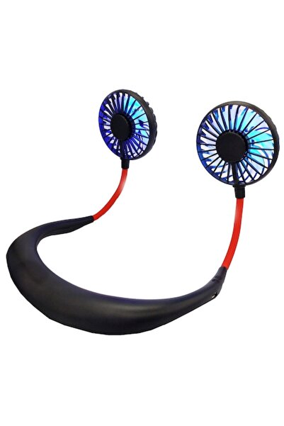 OEM Mini ventilator portabil, ABS/silicon, USB, LED, negru