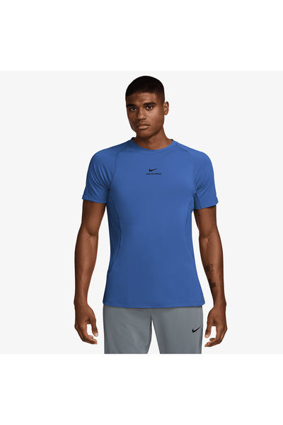 Nike hv0409 411 Pro Training Dri-Fit Erkek Mavi Antrenman T-Shirt