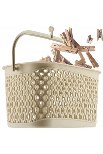 KADAX Coș dreptunghiular suspendat pentru cleme de rufe, bej