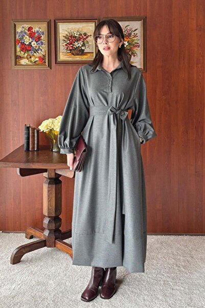 Ceylan Otantik Anthracite Vintage Dress