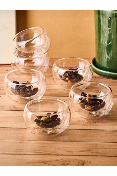 Home 6'lı Çift Cidarlı Cam Sosluk Drajelik Lokumluk 6x2,5 cm