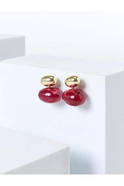 Jimmy Key أقراط حمراء حديثة بيضاوية الشكل