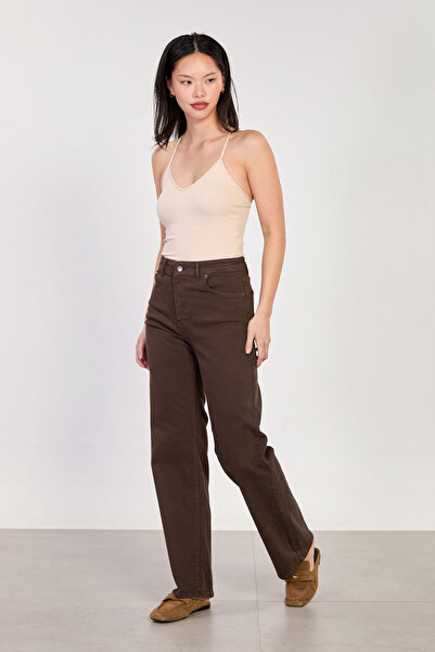 BARRELS AND OIL Women's j92 high waist straight jean pants - bitter coffee