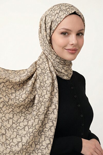 InStyle Бежевий м'який бавовняний шарф з візерунком