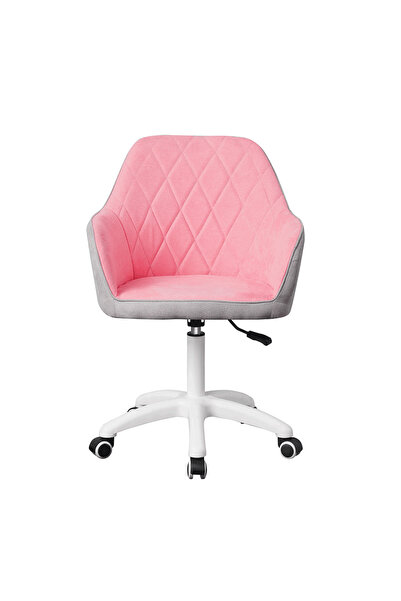 Bortis Office chair, pink/gray/white material,