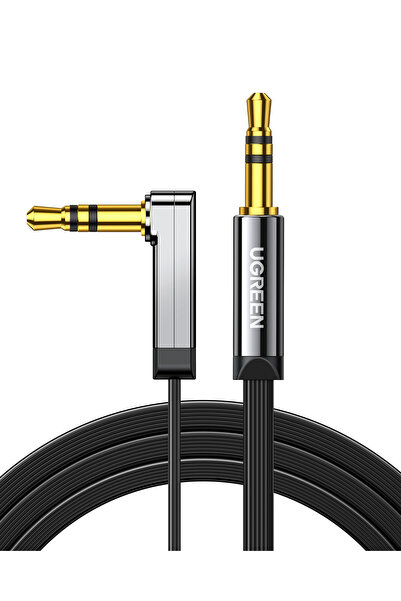 Ugreen 90 derece Dik Açılı 3.5mm Flat Aux Ses Kablosu 1 Metre, 10597