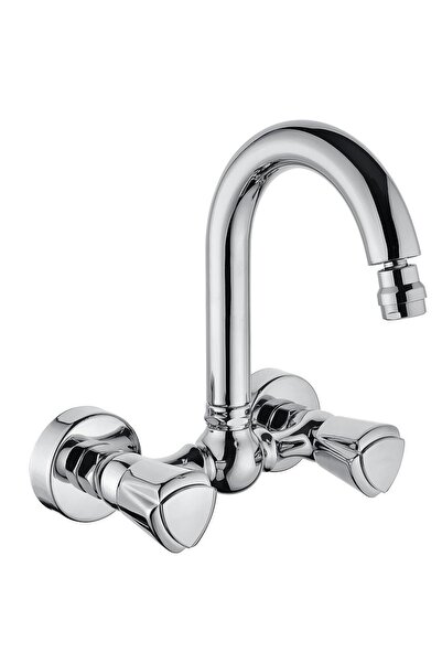 SCA Mediterranean Wall-Mounted Kitchen Faucet with Swivel Spout