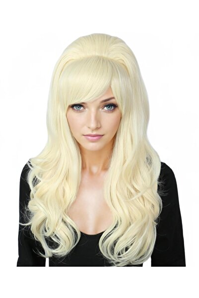 Linfairy Long Wavy Blonde Wig Big Bouffant Beehive Wigs for Women fits 50s 80...