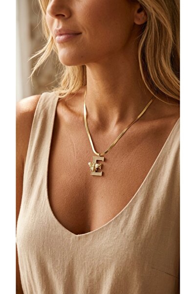 İNN JEWELLERY 316L Çelik Kolye Kararmaz Antialerjik E Harfi Figürlü (2 Yıl İt...