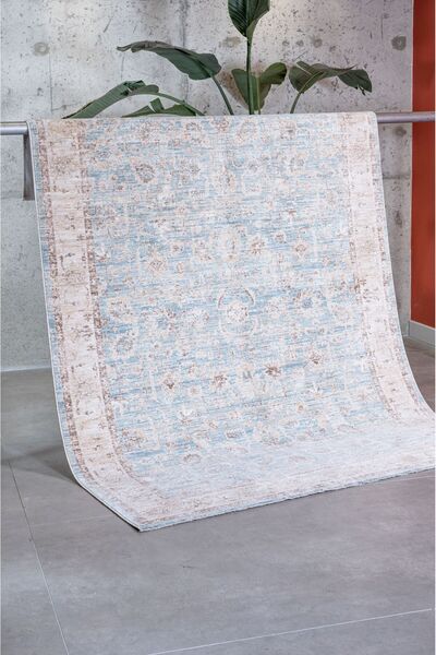 Akbel Halı Ambiance 2941 Mavi - Minimalist Soft Vintage Kadifemsi Yumuşak İnc...