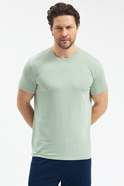 Malabadi Men's Green Crew Neck Micro Modal Extra Soft Comfort Fit T-Shirt 930